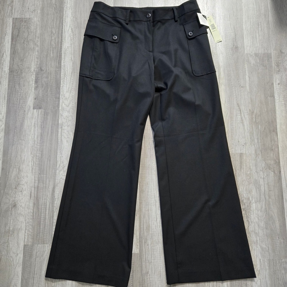 Ideology Wide Leg Utility Trousers Black Dark Academia Workwear Size 12 NWT